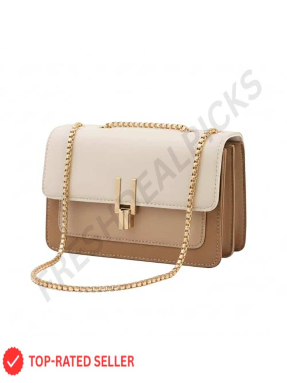 Vegan Leather Crossbody Bag with Chain Strap Convertible Shoulder Purse